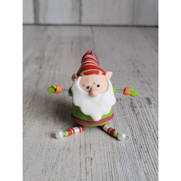 Cute clay dough dangling feet Santa Claus spring hand elf helper ornament Xmas - Picture 2 of 6